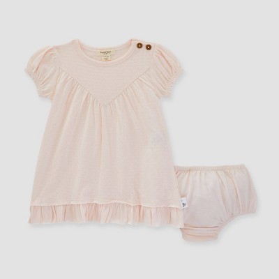 Burt's Bees Baby® Baby Girls' Pointelle Dress & Diaper Cover Set - Light Pink 3-6M