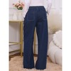 INSPIRE CHIC Women's Maternity Jeans Elastic Waist Wide Leg Long Loose Pregnancy Denim Pants with Pockets - 4 of 4