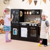 Costway Kid's Pretend Play Kitchen Toddler Kitchen Playset with Blackboard Pink/White/Light Pink/Beige - 2 of 4