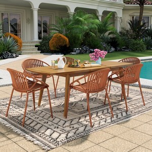 Christopher Knight Home Paco 7 Pieces Outdoor Modern Expandable Dining Set with Stackable Chair - 1 of 4
