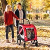 2 in 1 Pet Bike Trailer and Stroller for Small Dogs with Safety Flag and Sunroof,Weather Resistant Bicycle Carrier Wagon - LAOTIES - 2 of 4