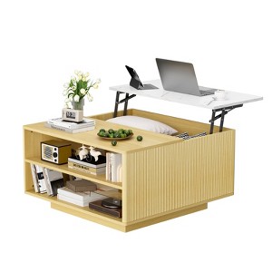 Buenhomino 31.5" Lift Top Coffee Table with Storage, Square Coffee Tables for Living Room, Farmhouse Coffee Table with Hidden Storage Compartment - 1 of 4