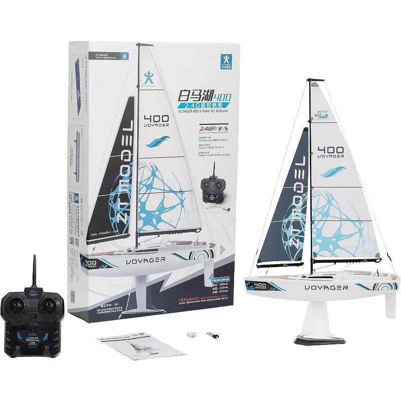 Playsteam Voyager 400 Motor-Power RC Sailboat - Blue, 4 of 7
