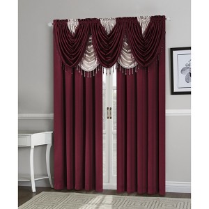 Kate Aurora Lux Living Complete 9 Piece Semi Sheer Rod Pocket Window Curtain & Valance Set - 1 of 4