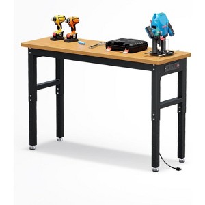 Nasitip 60" Heavy Duty Workbench 2200LBS Capacity w/Power Outlets - Adjustable Height Garage Work Table w/Wheels or Stabilizing Base - 1 of 4