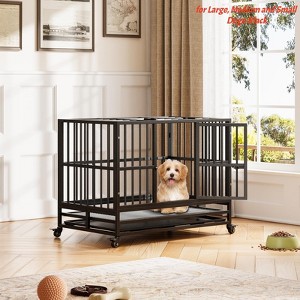 Heavy Duty Metal Dog Crate, 37 ”/42.5 ” /48 ” Dog Cage with Wheels Folding Indoor Dog Crate Perfect for Small Medium and Large Pets - 1 of 4