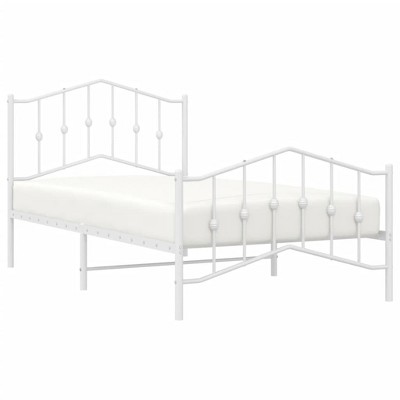 vidaXL Single Bed Frame - Durable Powder Coated Steel Construction, Elegant Headboard and Footboard,