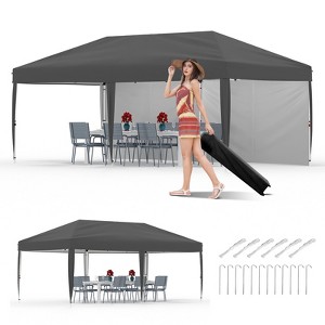 10x20 Heavy Duty Pop Up Canopy Tent w/Roller Bag, 4 Weight Bags, 8 Stakes & 6 Guy Ropes - 3 Height Adjustable - 1 of 4