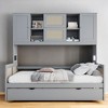 Mshliw Wooden Daybed with Trundle, Glass Storage Cabinets, Shelves & LED Lighting - Modern Pine Frame with Built-in Storage - 4 of 4