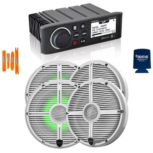 Fusion MS-RA70N Marine AM/FM/BT/NEMA2000 Stereo with 2 Pair RECON 6-XWW RGB High Output 6.5" RGB Lighting Marine Coaxial Speakers, White Grill - 1 of 4