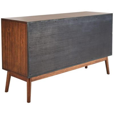 Mid-Century Dark Walnut Double Dresser with Bronze Pulls