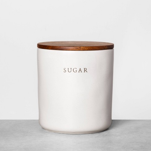 67oz Stoneware Sugar Canister with Wood Lid Cream/Brown - Hearth & Hand™  with Magnolia