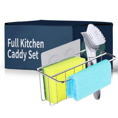 LunaLulinlk Kitchen Caddy 4 in 1, Scrub Sponge, Soap Dish Brush, Dish Cloth, Kitchen Sink Organizer, Adhesive Hooks For Quick