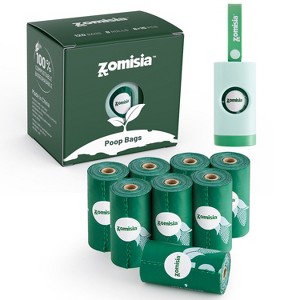 ZOMISIA Compostable Dog Poop Bags - Unscented Dog Waste Bags with Holder, Extra Thick 100% Leakproof, BPI Certified Poop Rolls - 1 of 4