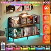 MOEPISY Record Player Stand with Power Outlets, Turntable Stand Cabinet Holds 350+ Vinyl Records - 2 of 4
