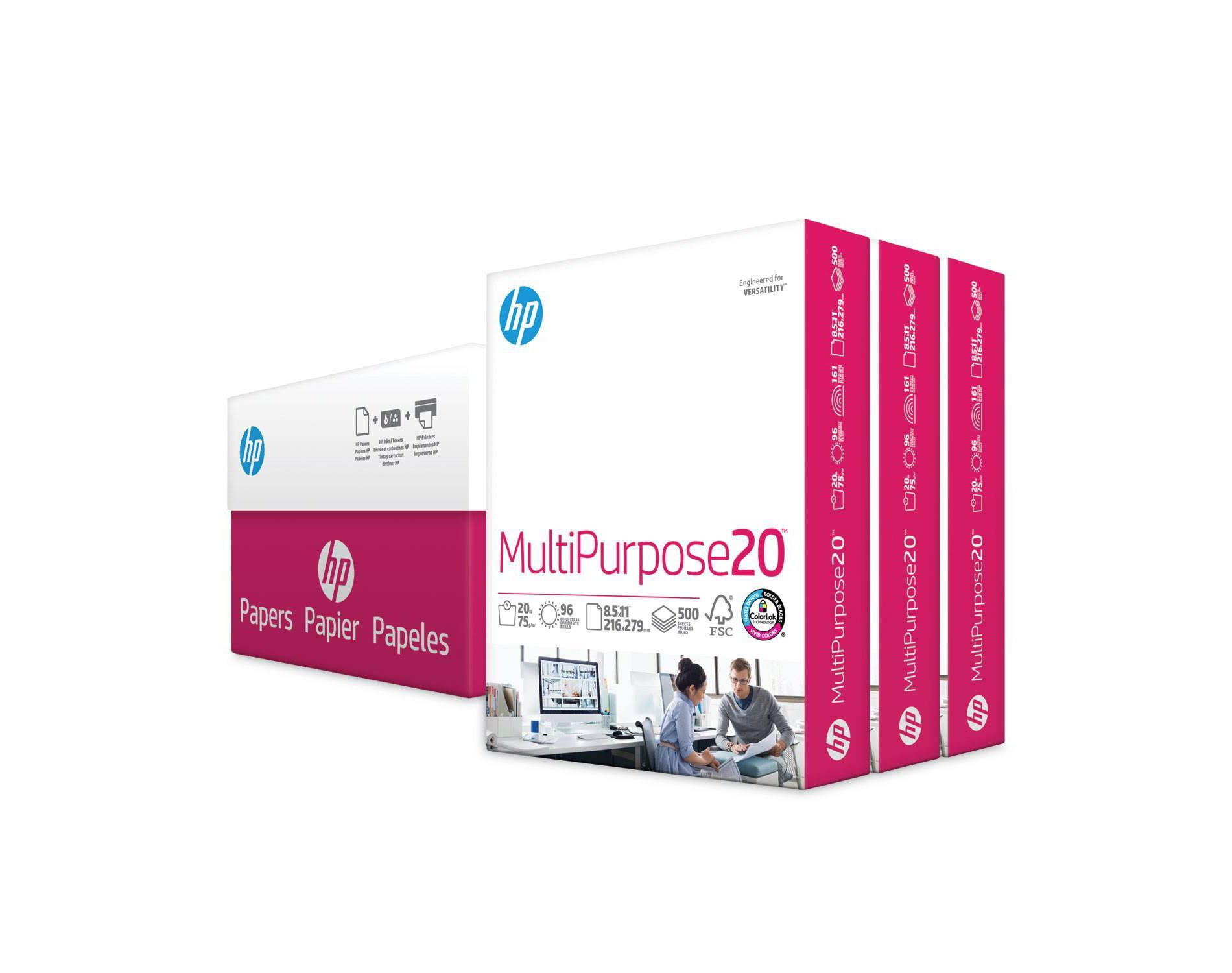 HP Inc. Multipurpose 500ct Printer Paper 8.5"x11" - White HEW112530: 20 lb, 96 Brightness