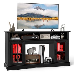 Tangkula TV Stand w/LED Lights & Remote Control Storage Cabinets & Adjustable Shelves - 1 of 4