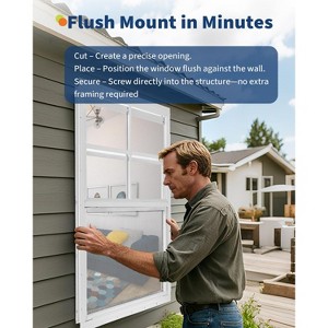 1 Pack Aluminum Shed Windows, Flush Mount Sliding Window with Tempered Glass and Screen for Ventilation in Shed, Chicken Coop, Playhouse - 1 of 4