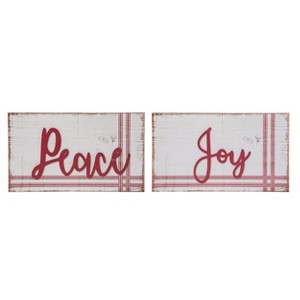 Transpac Wood 12.99 in. Multicolored Christmas Ticking Stripe Block Decor Set of 2 - 1 of 2