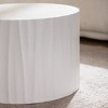 Kumasinova Round Nesting Coffee Table Set of 2,Modern White Wood Center Table with Hand-Carved Pattern,46.45" Side Table for Living Room Furniture - 3 of 4