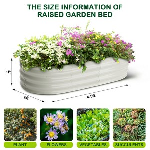 4.5X2X1 FT 2 Pcs Galvanized Oval Raised Garden Bed for Outdoor with Open-Ended Base,Large Metal Raised Planter Beds for Vegetables,Flowers - 1 of 4