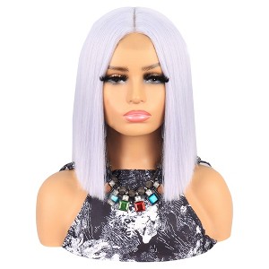 Unique Bargains Women's Medium Long Straight Hair Lace Front Wigs with Wig Cap 14" 1PC - 1 of 4