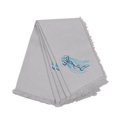 RightSide Designs Set of Four Embroidered Jellyfish Napkins