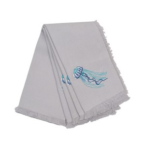 RightSide Designs Set of Four Embroidered Jellyfish Napkins - 1 of 2