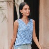Women's Blue V-Neck Button Sleeveless Top - Cupshe - 3 of 4