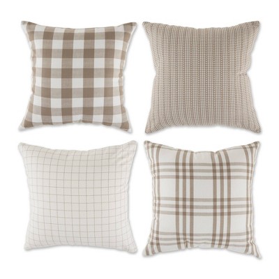 4pk 18"x18" Farmhouse Square Throw Pillow Covers Stone - Design Imports