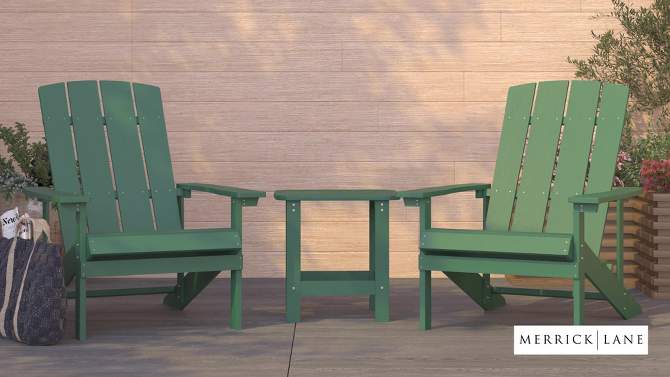 Merrick Lane Set of 2 All-Weather Adirondack Patio Chairs with Matching Side Table, 2 of 18, play video