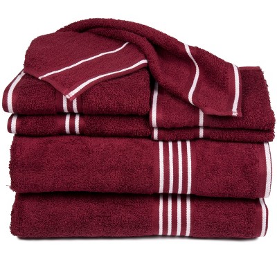 Hastings Home Rio Cotton Towel Set - 8 Pcs, Burgundy