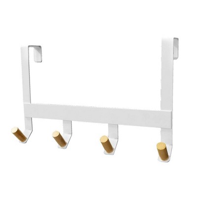 Unique Bargains Washroom Plastic Over Door Wardrobe Mount Clothes Hooks And  Hangers White 1 Pc : Target