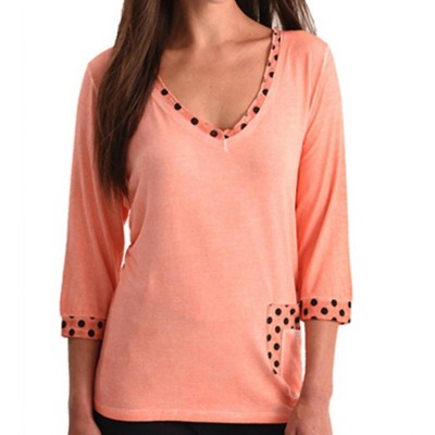 Women's Polkadot V-Neck Top - ANGEL