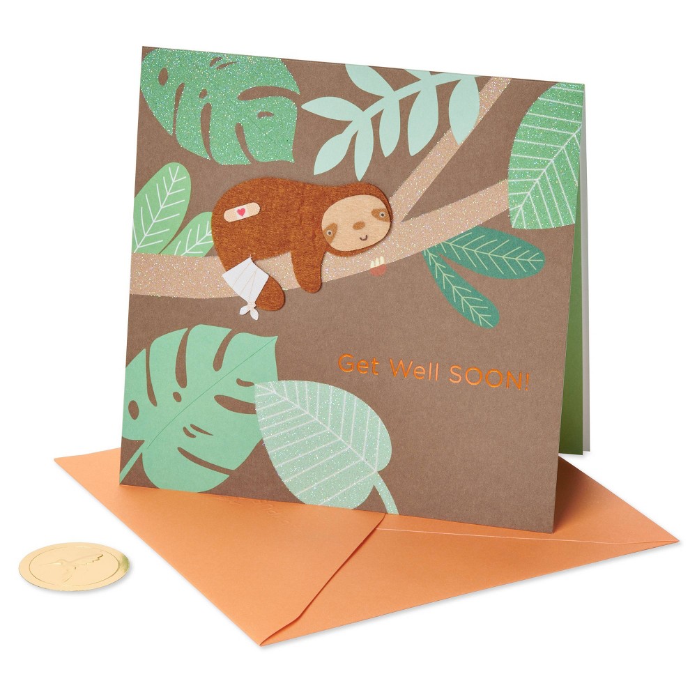 Photos - Envelope / Postcard Get Well Soon Sloth Print Greeting Card - PAPYRUS