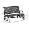 2-Person Outdoor Wicker Glider Bench, Patio Garden PE Rattan Swing Loveseat Chair with Extra Wide Seat and Curved Backrest for Porch - 3 of 4