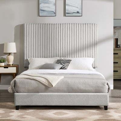 Queen Size Upholstered Platform Bed with Headboard for Bedroom