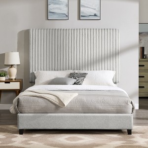 Queen Size Upholstered Platform Bed with Headboard for Bedroom - 1 of 4