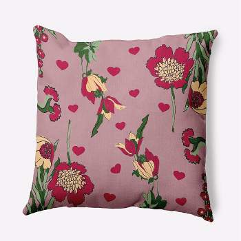 16"x16" Valentine's Day Love in The Garden Square Throw Pillow Romantic Purple - e by design
