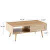 Modern Rattan Coffee Table With Sliding Door Storage Wood Legs Rattan Coffee Table,natural - 4 of 4