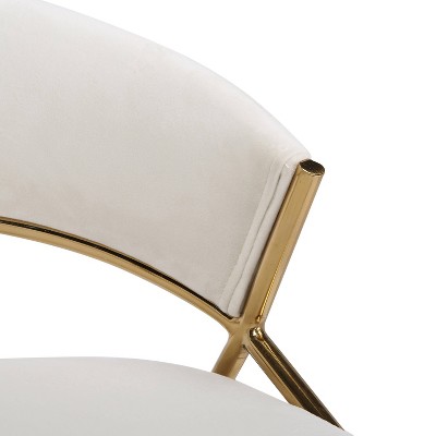 Cream Velvet Gold Metal Swivel Counter Stool Set