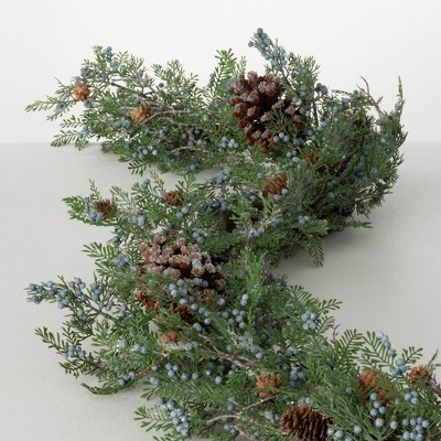 72"L Sullivans Artificial Berry Cedar Christmas Garland, Green