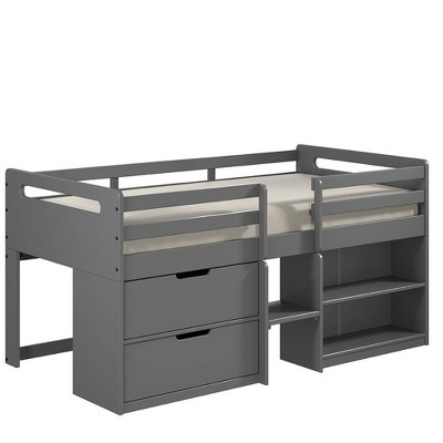 77"Twin Loft Bed Fabiana Loft and Bunk Bed Gray Finish - Acme Furniture