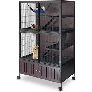 Large Ferret Cage with Storage Cabinet - 5-Level Rolling Pet House with Removable Ramps, Double Doors, Hammock & Trays for Rabbits,black - 1 of 4