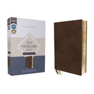 Niv, Thinline Bible, Passaggio Setting, Leathersoft, Brown, Red Letter, Comfort Print - by  Zondervan (Leather Bound) - 1 of 1