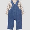 Carter's Just One You® Baby Boys' 2pc Striped Long Sleeve T-Shirt and Denim Overalls Set - Blue/Off-White - 4 of 4
