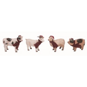 Transpac Resin 6.5 in. Multicolor Christmas Festive Farm Animal Figurine Set of 4 - 1 of 2