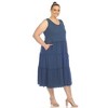 Women's Plus Size Scoop Neck Tiered Midi Dress - White Mark - 2 of 4