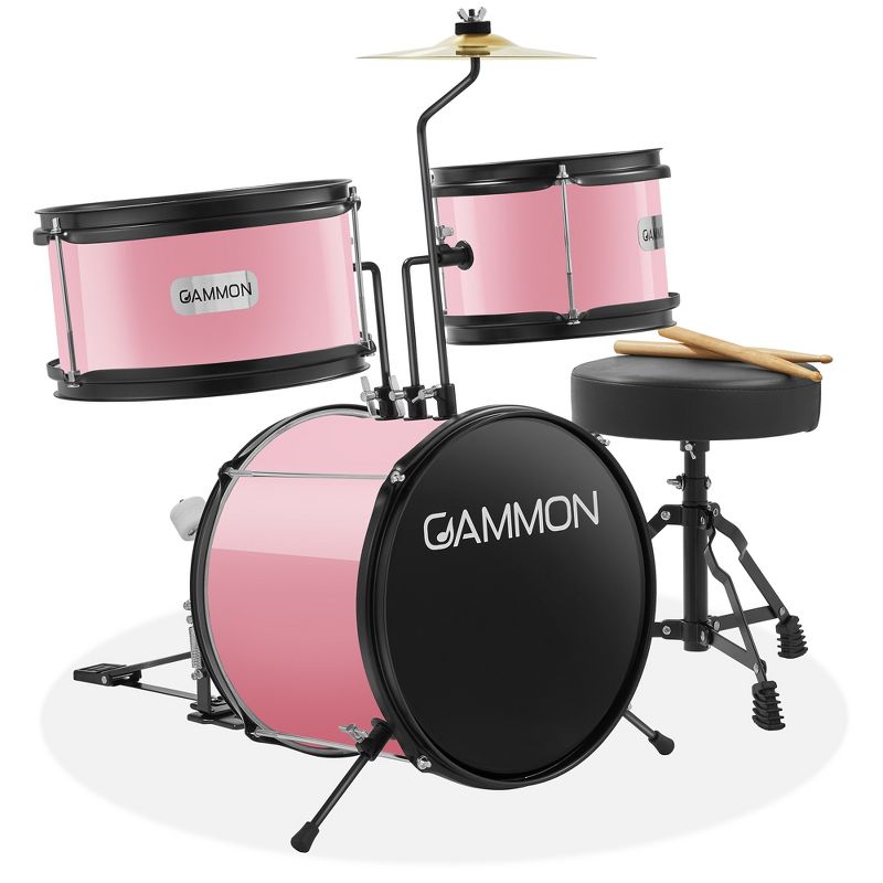 Gammon 3-Piece Junior Drum Set, Beginner Drum Kit with Throne, Cymbal, and Drumsticks, 1 of 8