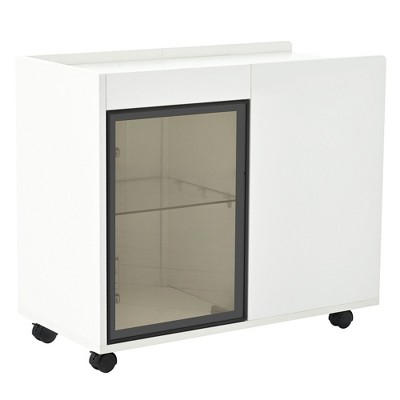 NicBex Modern Narrow Coffee Table with Wheels, 2 Storage Shelves and Drawers for Living Room and Office